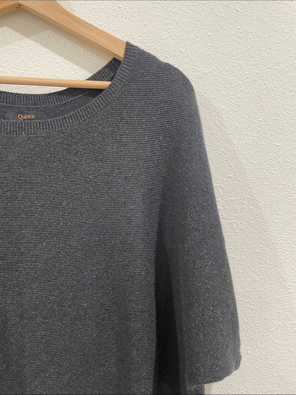 Quince Charcoal Gray Short-Sleeve Knit Sweater Cotton Cashmere Blend Medium - Picture 4 of 8